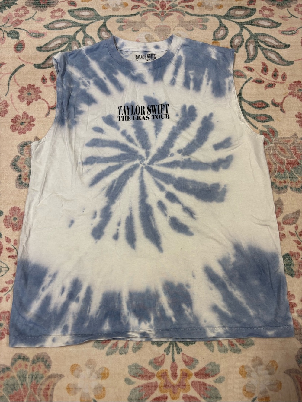 Taylor Swift Eras Tour Blue & White Tie-Dye Sleeveless Tank